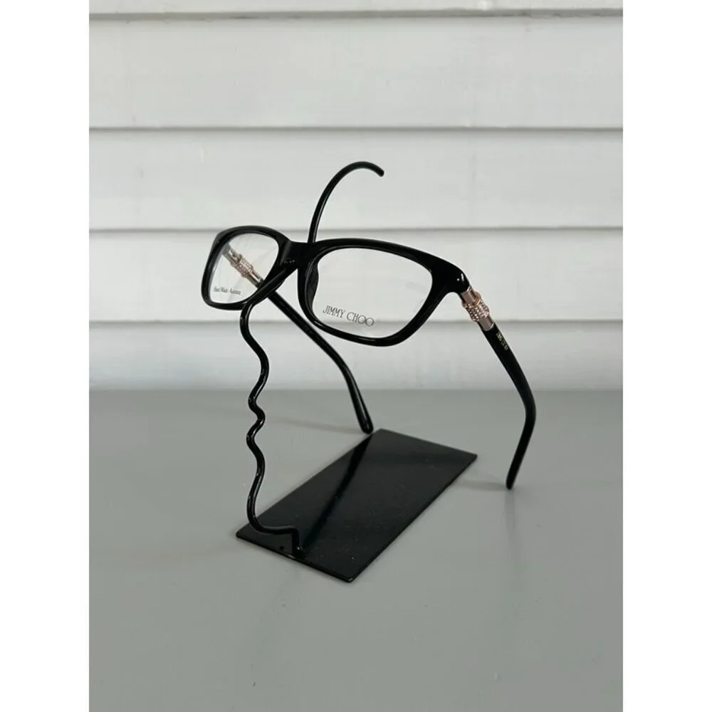 NWB Jimmy Choo Women's Black Gold Crystals Acetate Designer Cat Eye Glasses‎